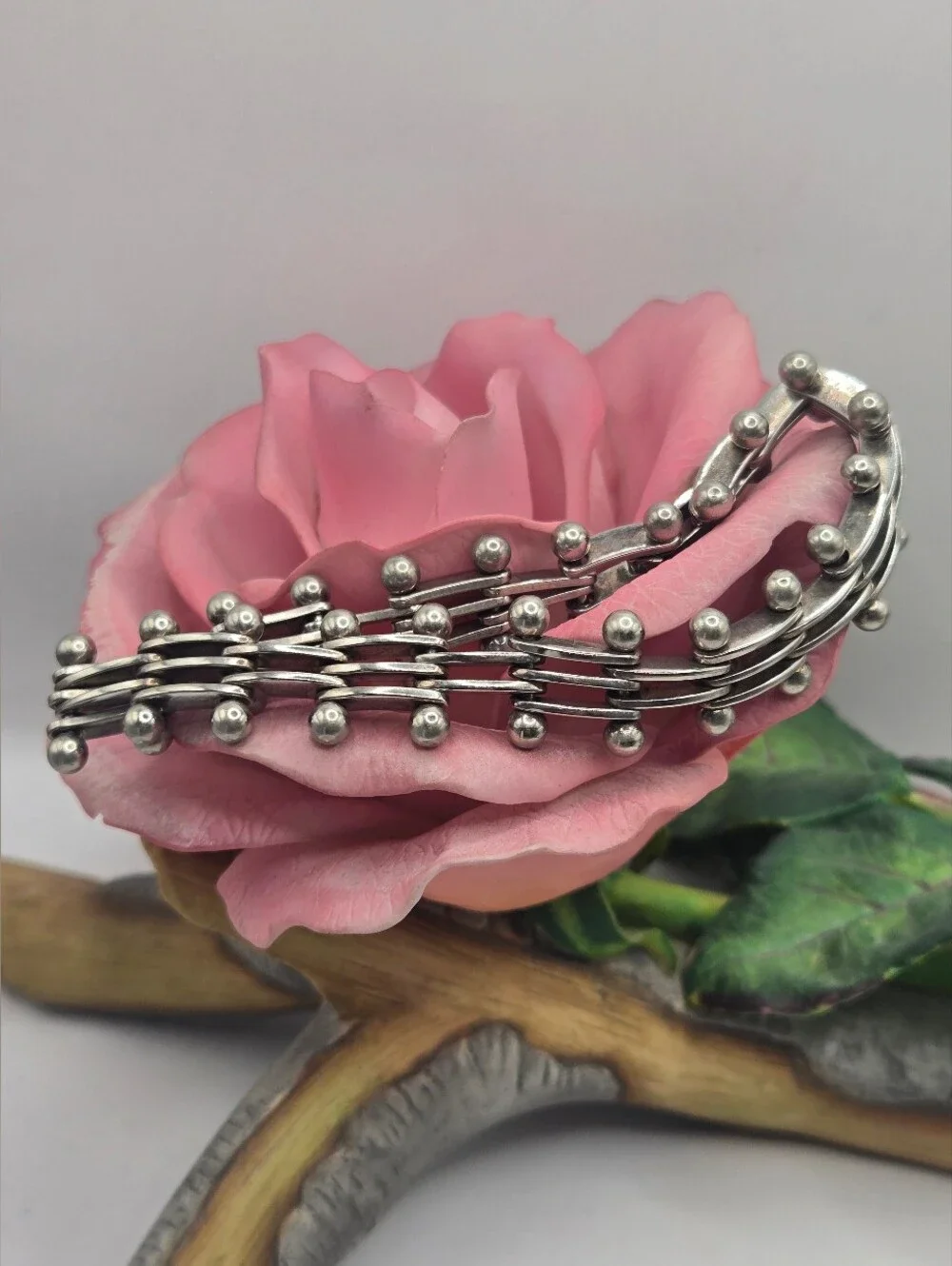 Vintage Sterling Silver Bead Layered Bracelet